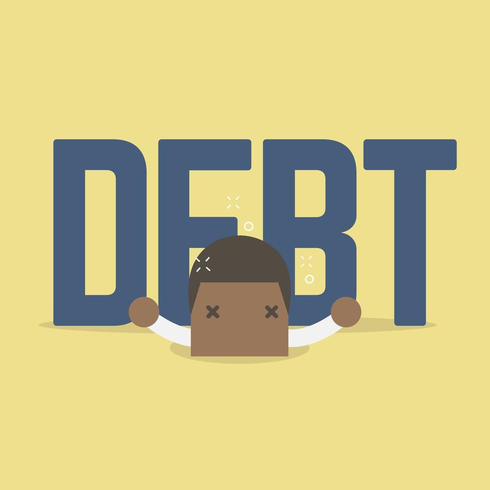 Big debt is over the African businessman. vector