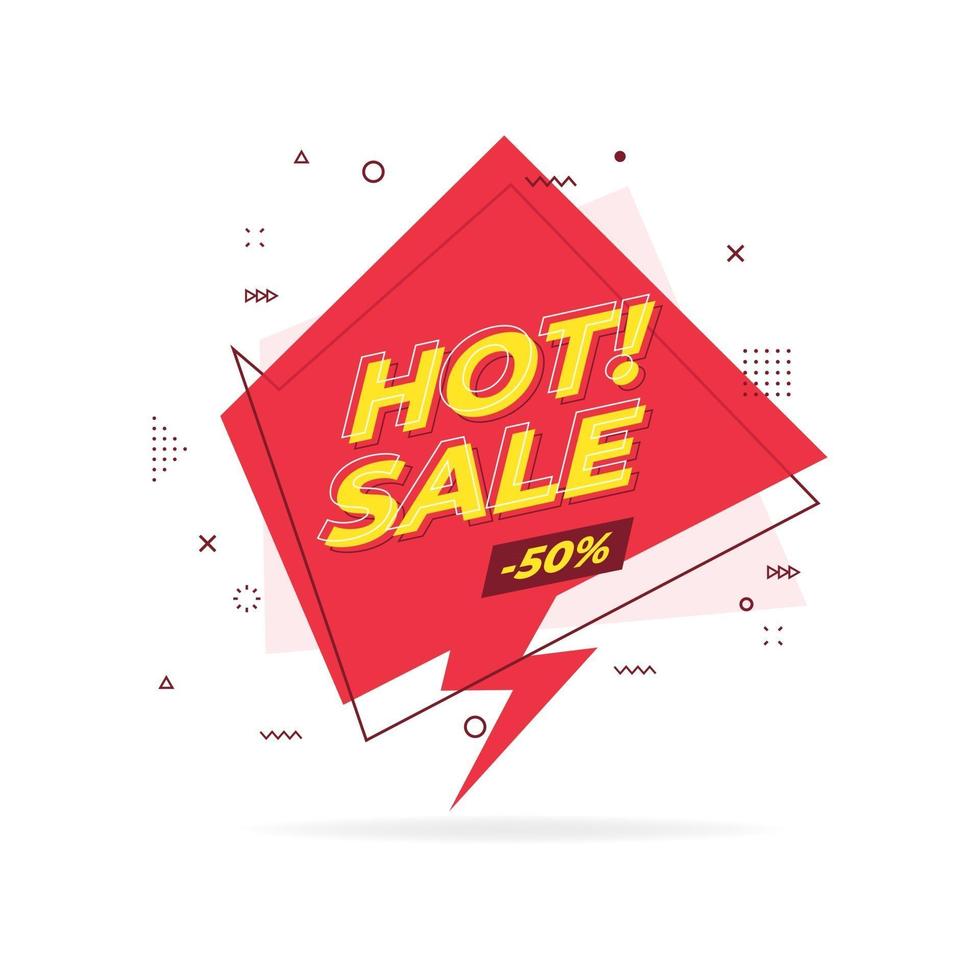 Hot sale trendy flat geometric banner. Hot sale label in Memphis design style. vector