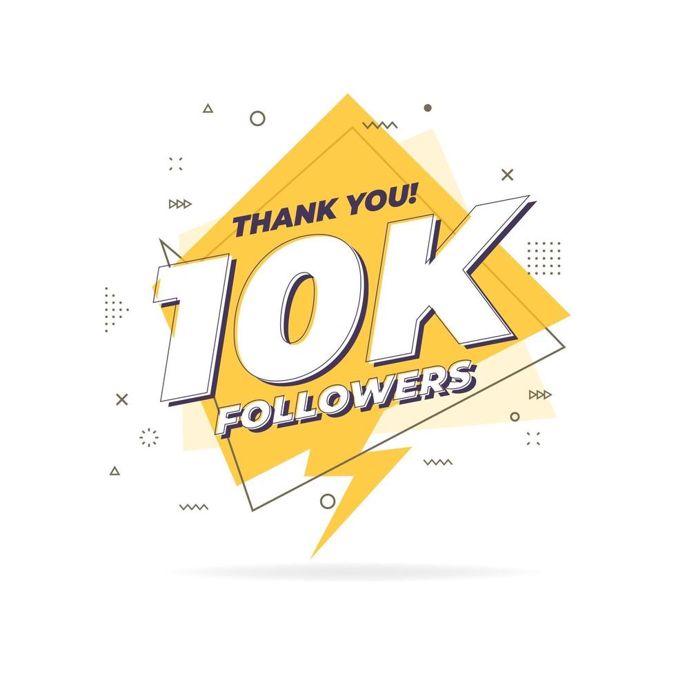 Thank you 10,000 followers trendy flat geometric banner. vector