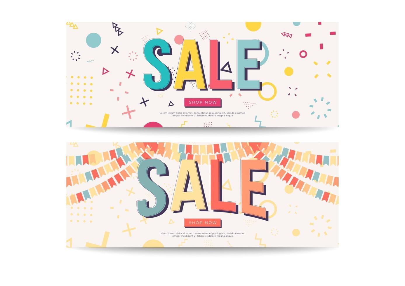 Sale banner template design. Banners in retro poster design style. vector