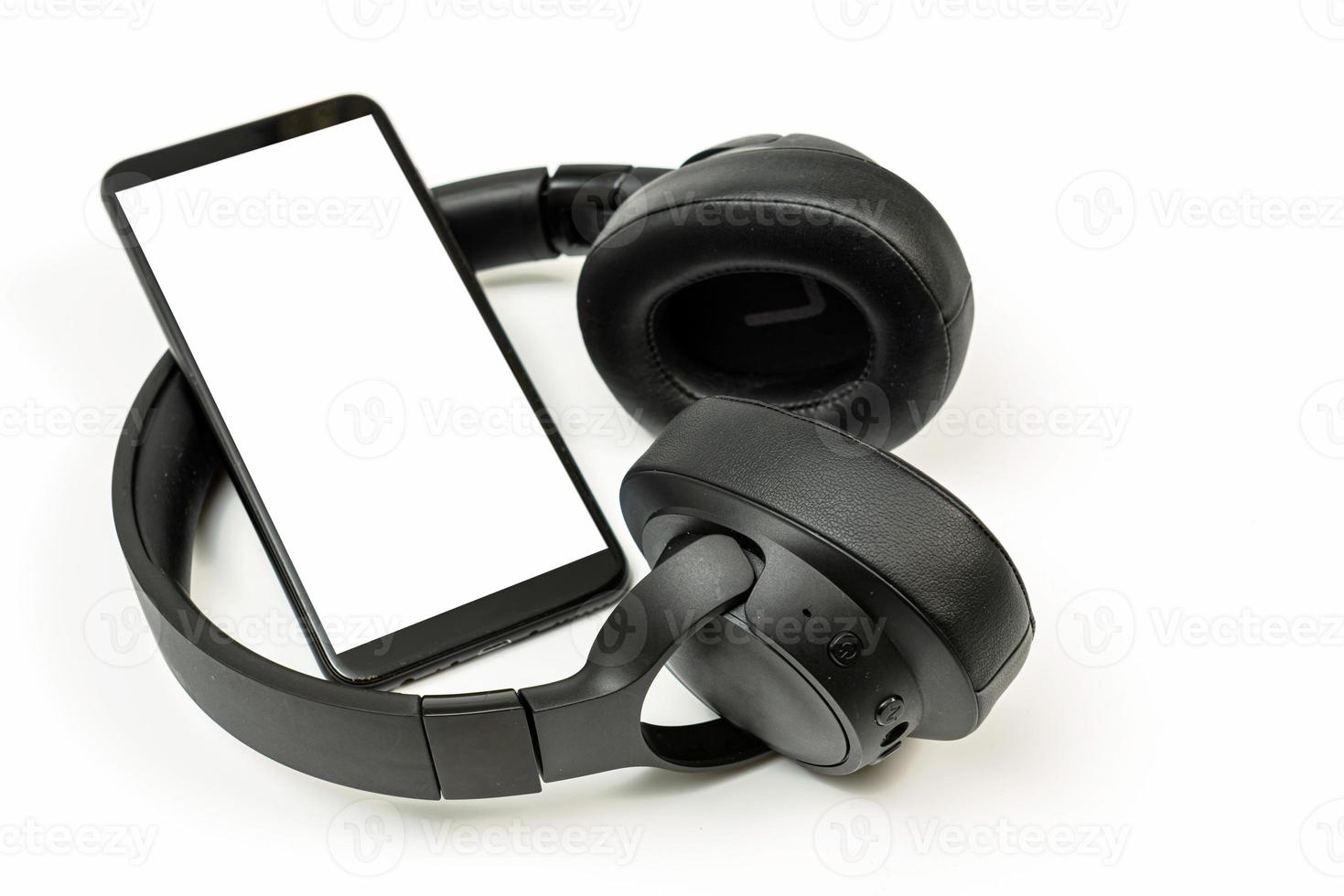 Headphones with Bluetooth technology on white background photo