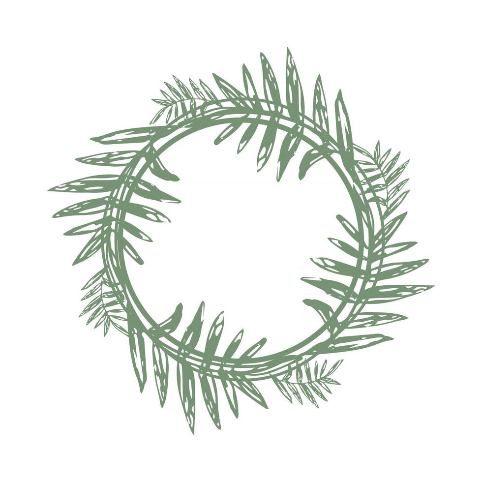 tropical twigs in a circle and place for text. a wreath of branches vector