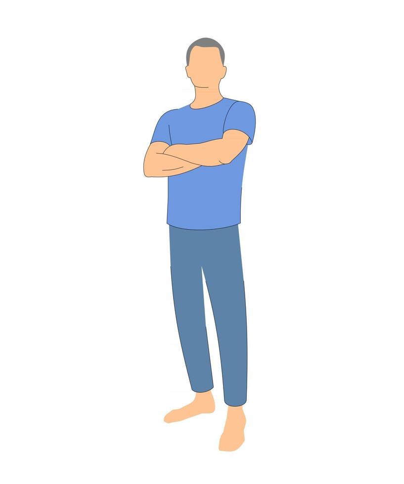 man with crossed arms on white background vector