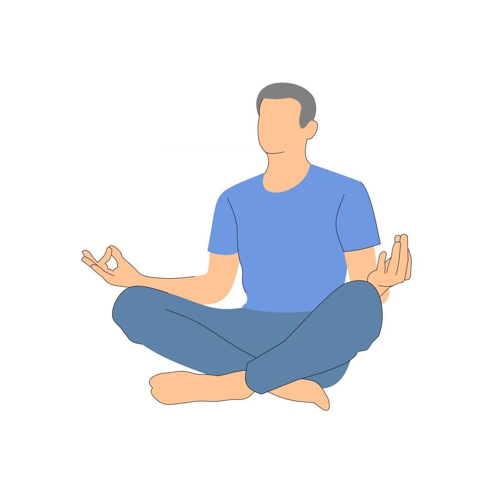 meditation. man sitting cross-legged vector