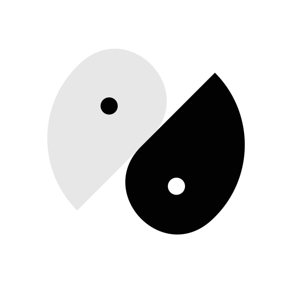 Símbolo taijitu yin yang en blanco y negro sobre un fondo blanco. vector