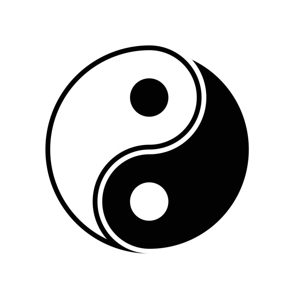 Símbolo taijitu yin yang en blanco y negro sobre un fondo blanco. vector