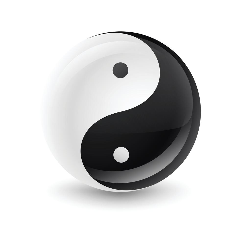 Símbolo taijitu yin yang en blanco y negro sobre un fondo blanco. vector