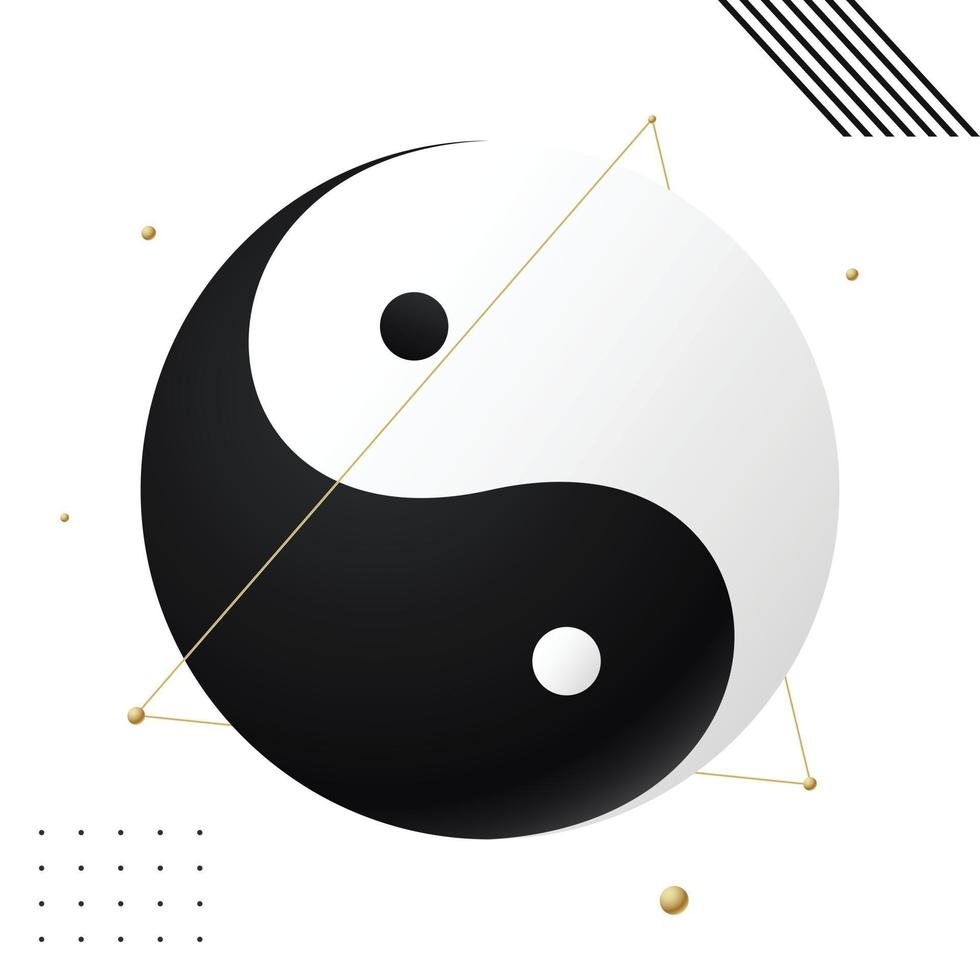 Símbolo taijitu yin yang en blanco y negro sobre un fondo blanco. vector