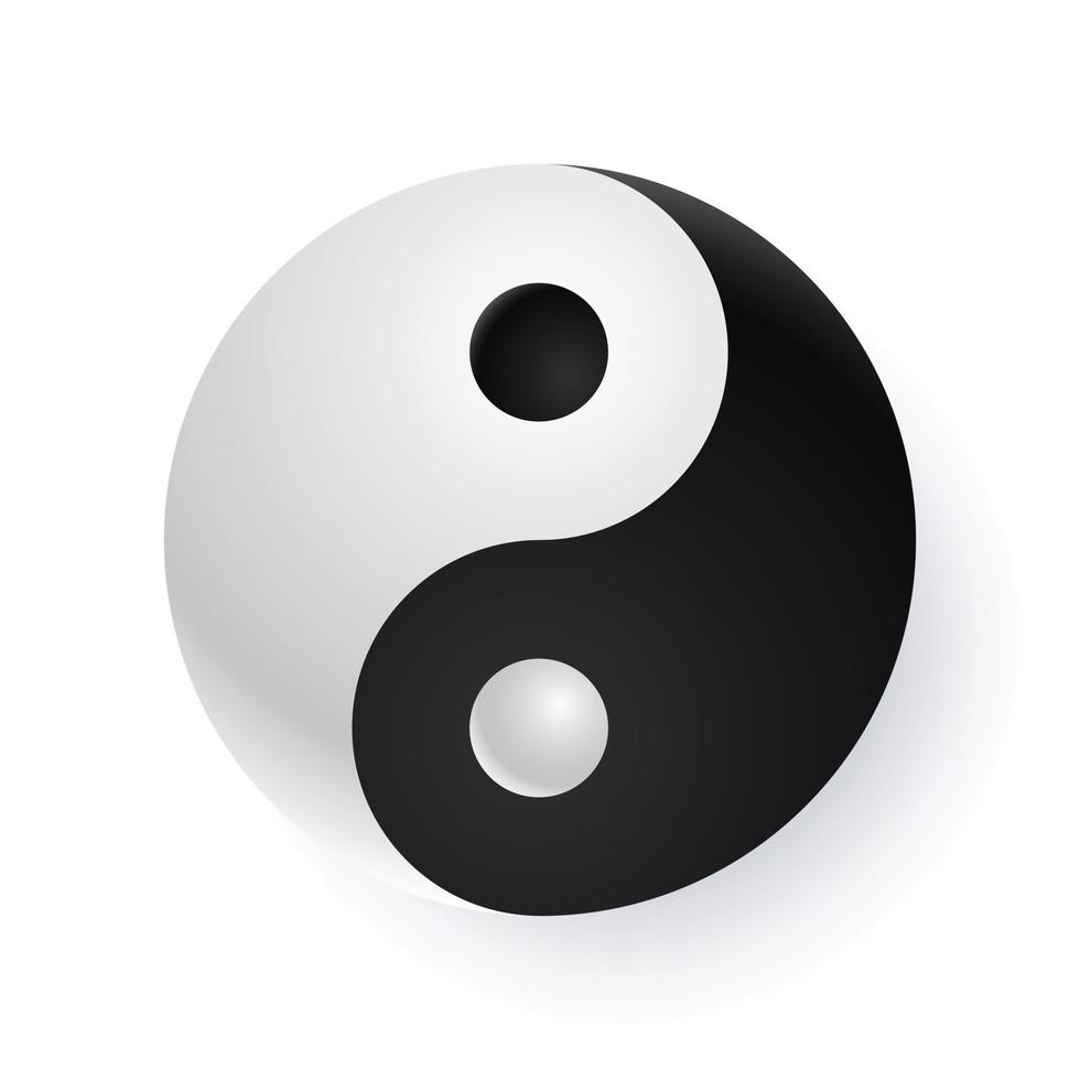 Símbolo taijitu yin yang en blanco y negro sobre un fondo blanco. vector