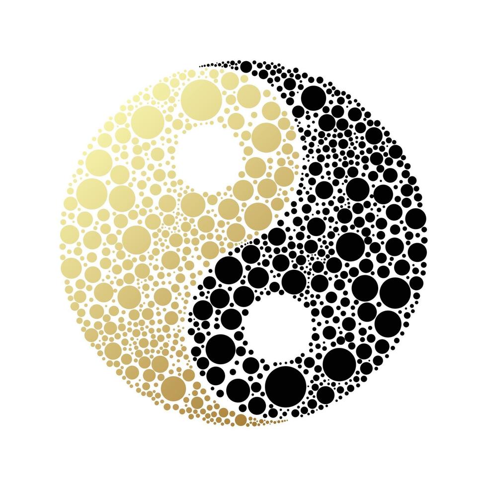 Símbolo taijitu yin yang en blanco y negro sobre un fondo blanco. vector