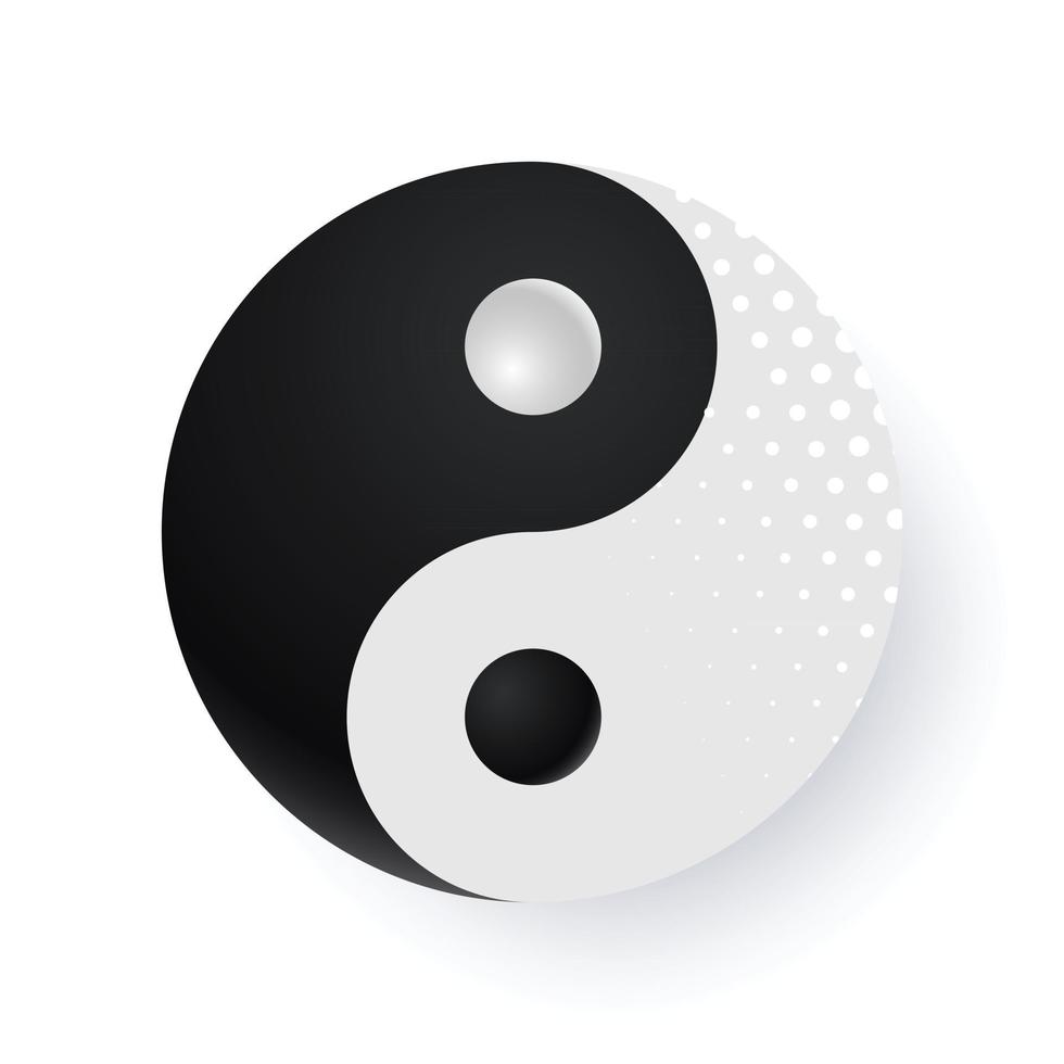 Símbolo taijitu yin yang en blanco y negro sobre un fondo blanco. vector