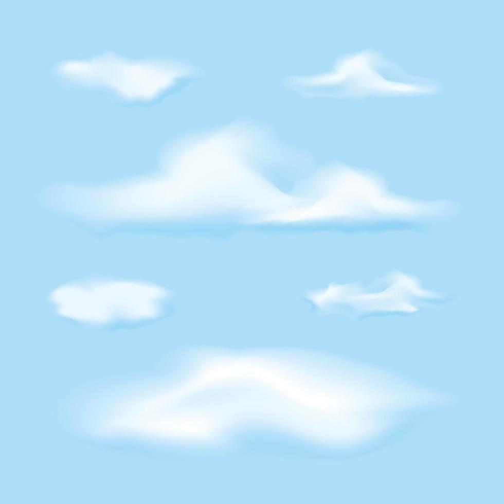 Conjunto de vector de nube aislada realista sobre fondo transparente.