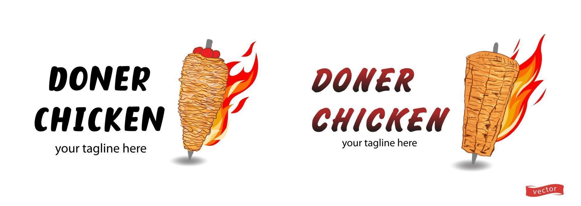 Vector illustration of doner chicken kebab.