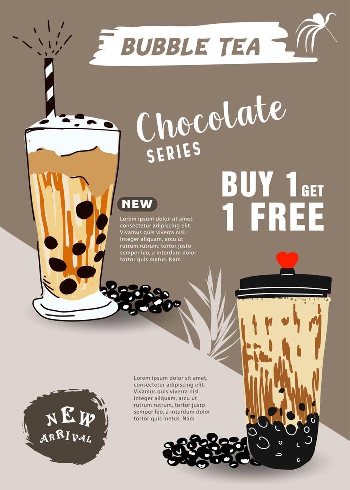 Bubble tea poster. Restaurant cafe menu, template design. vector