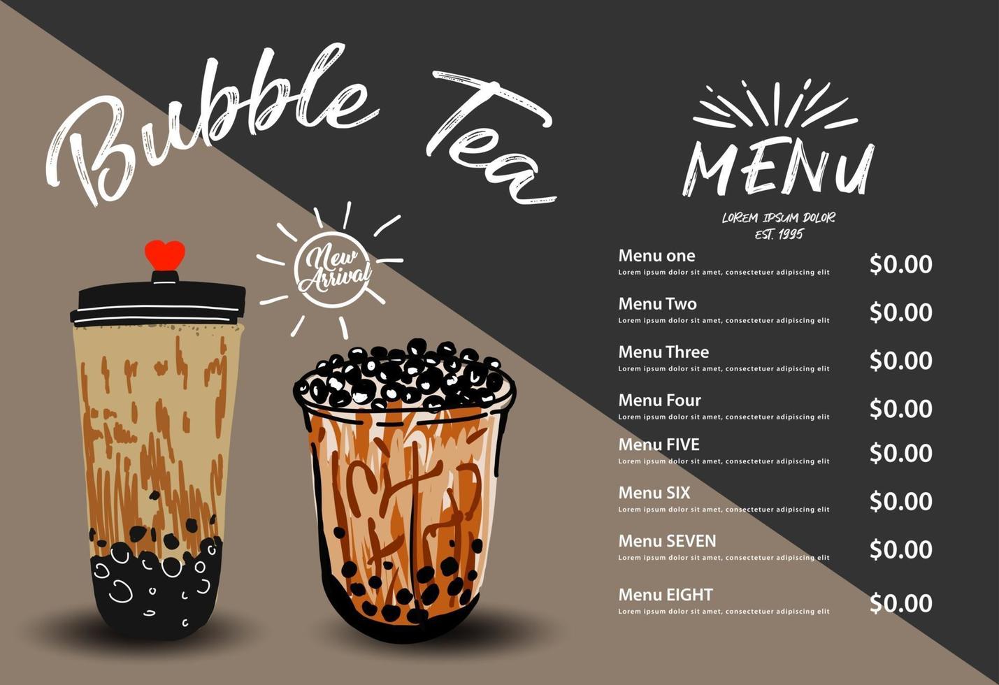 Bubble milk tea, Pearl milk tea , Different sorts of Boba. Yummy drinks. vector