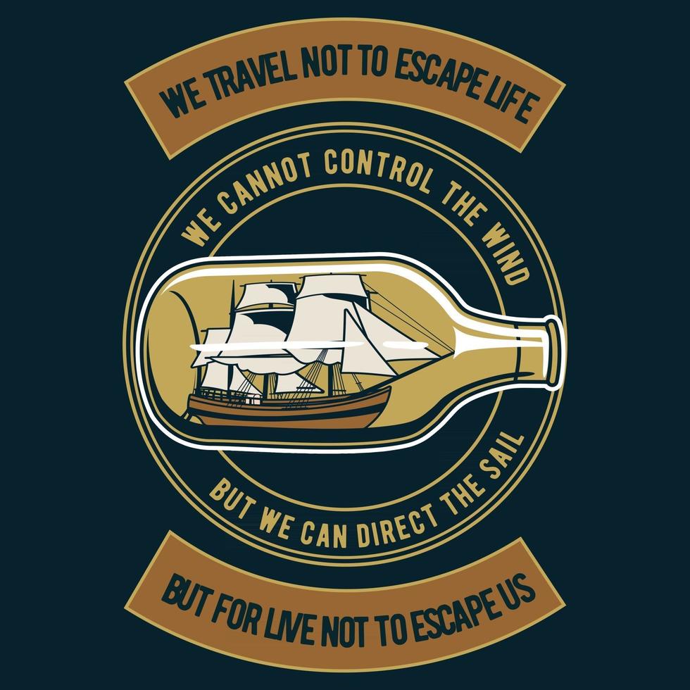 Ship in The bottle Vintage Badge Design vector