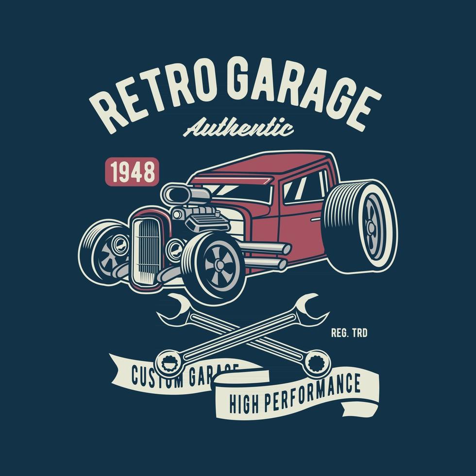 Retro Garage Hotrod Vintage Badge Design vector