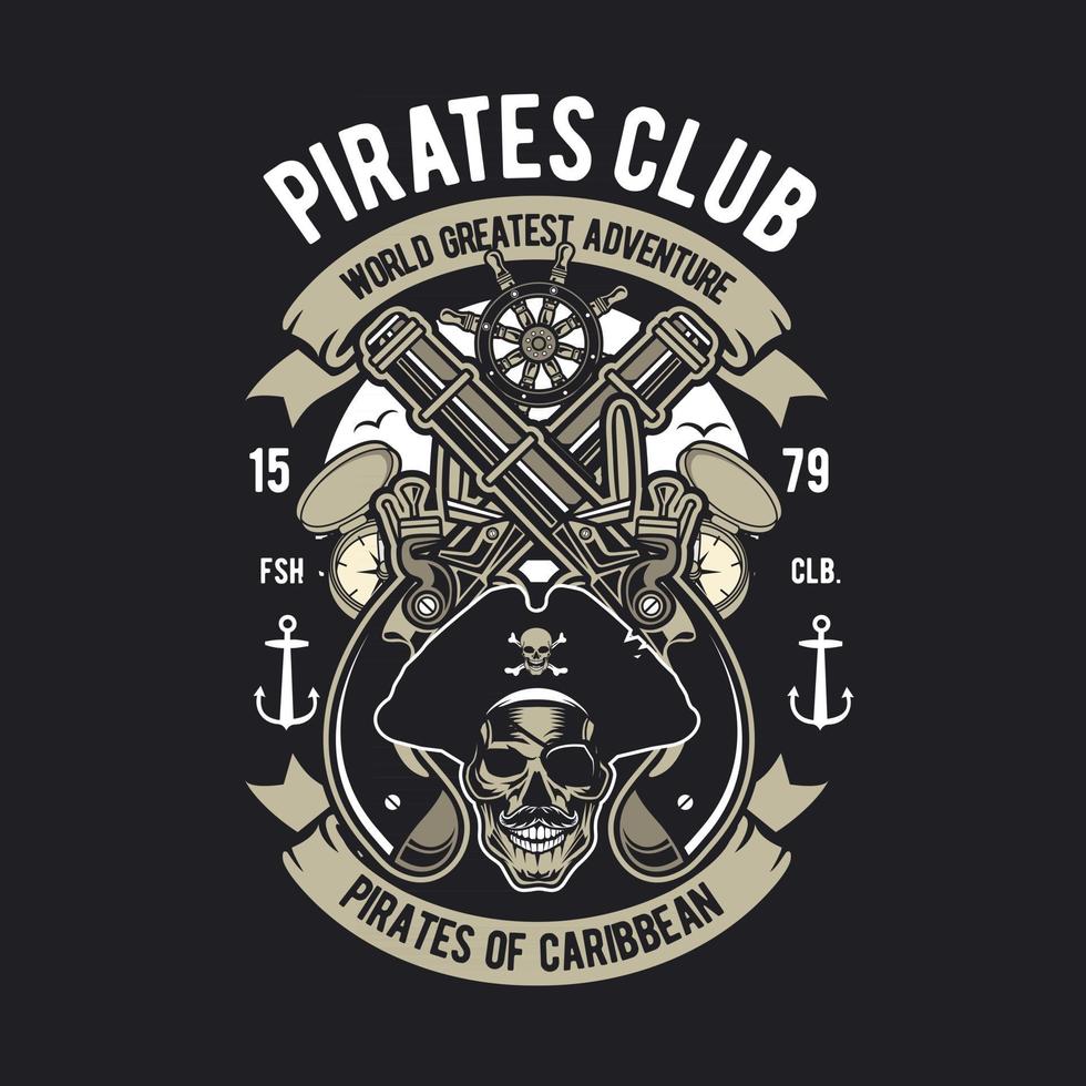 Pirates Club Badge Design vector