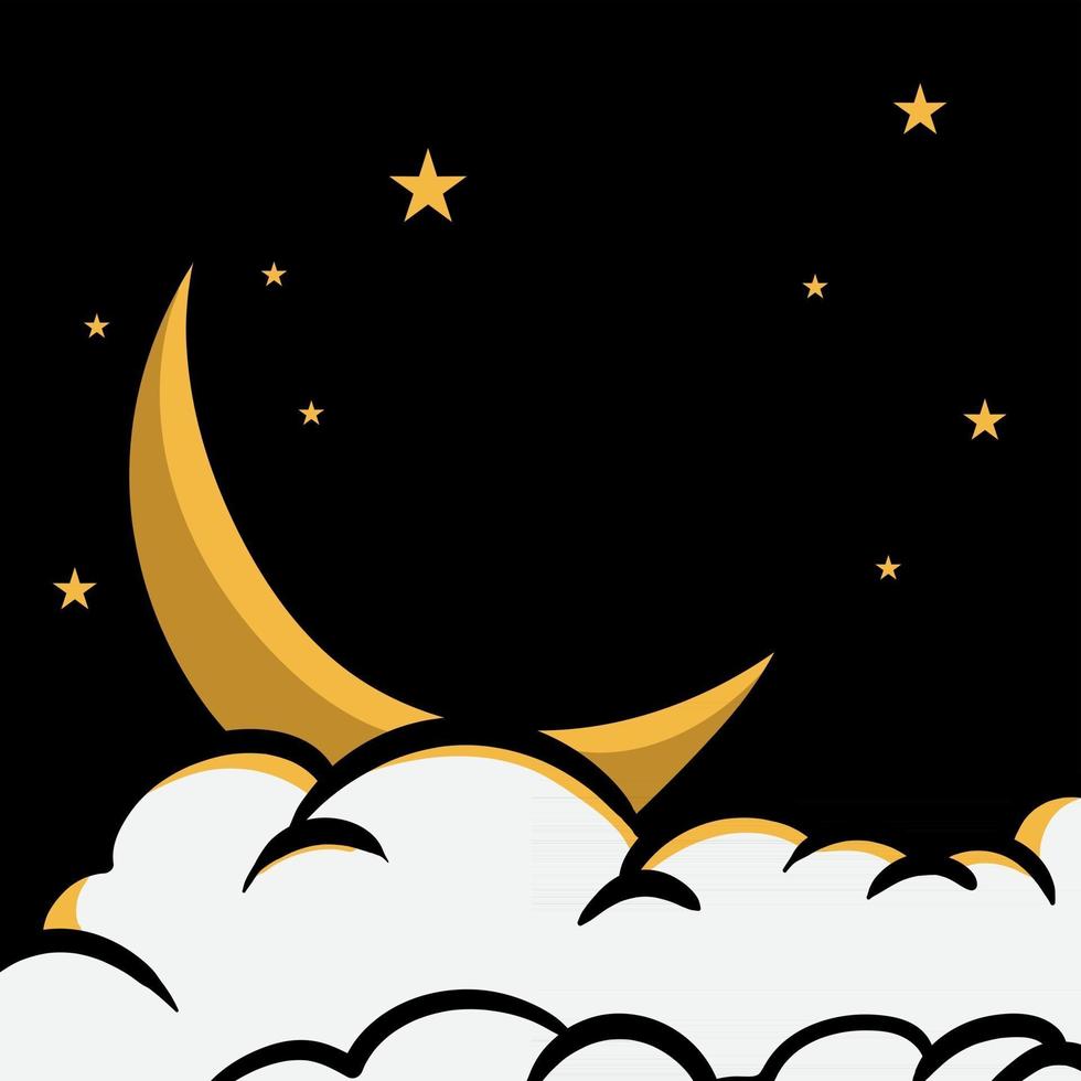 Dreamy moon clouds and star background vector