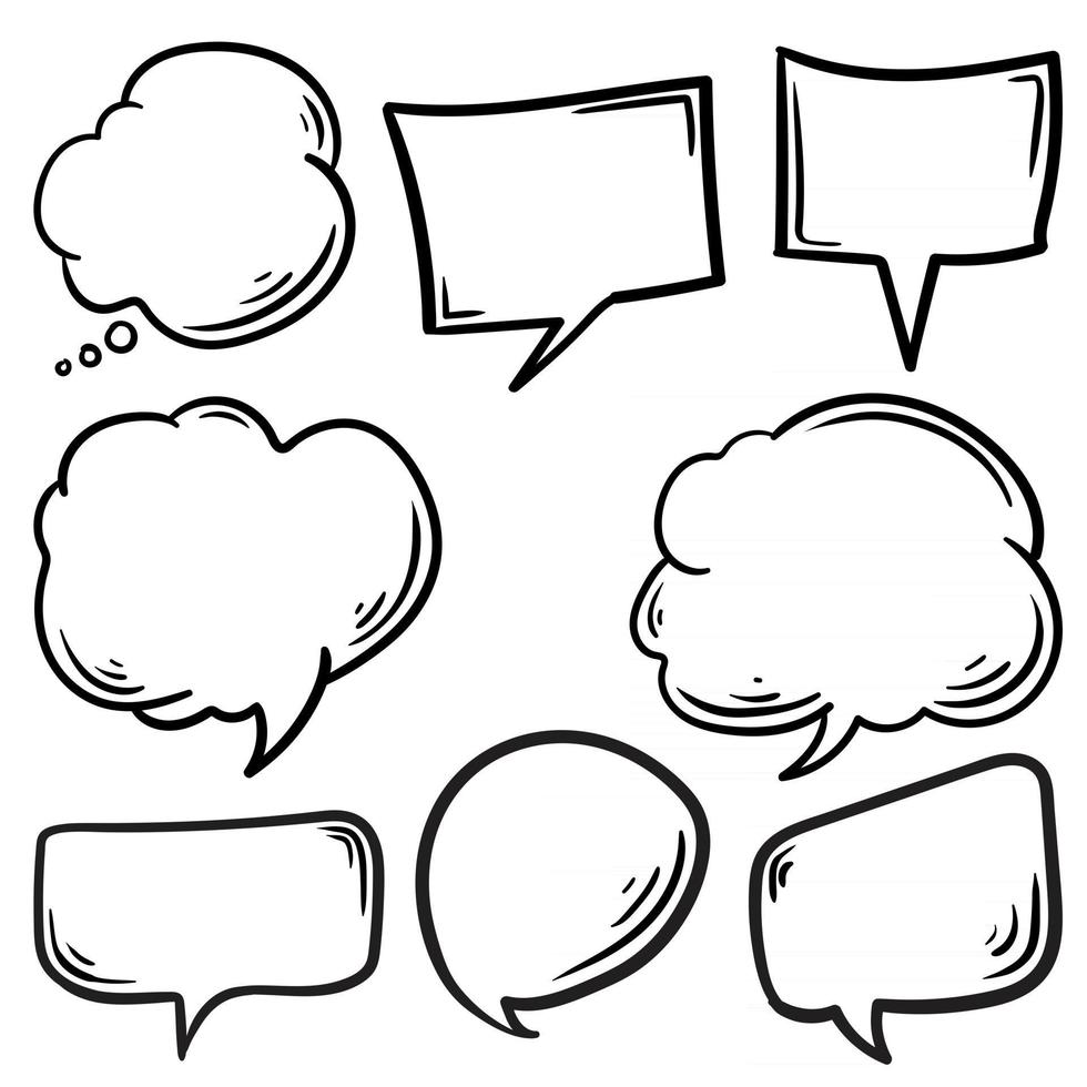 collection of a Dooddle black speech bubbles hand drawn cartoon vector