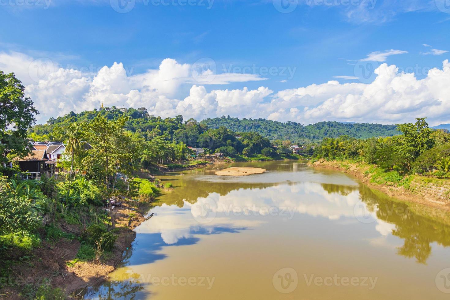 Luang Prabang city in Laos landscape panorama with Mekong river. photo