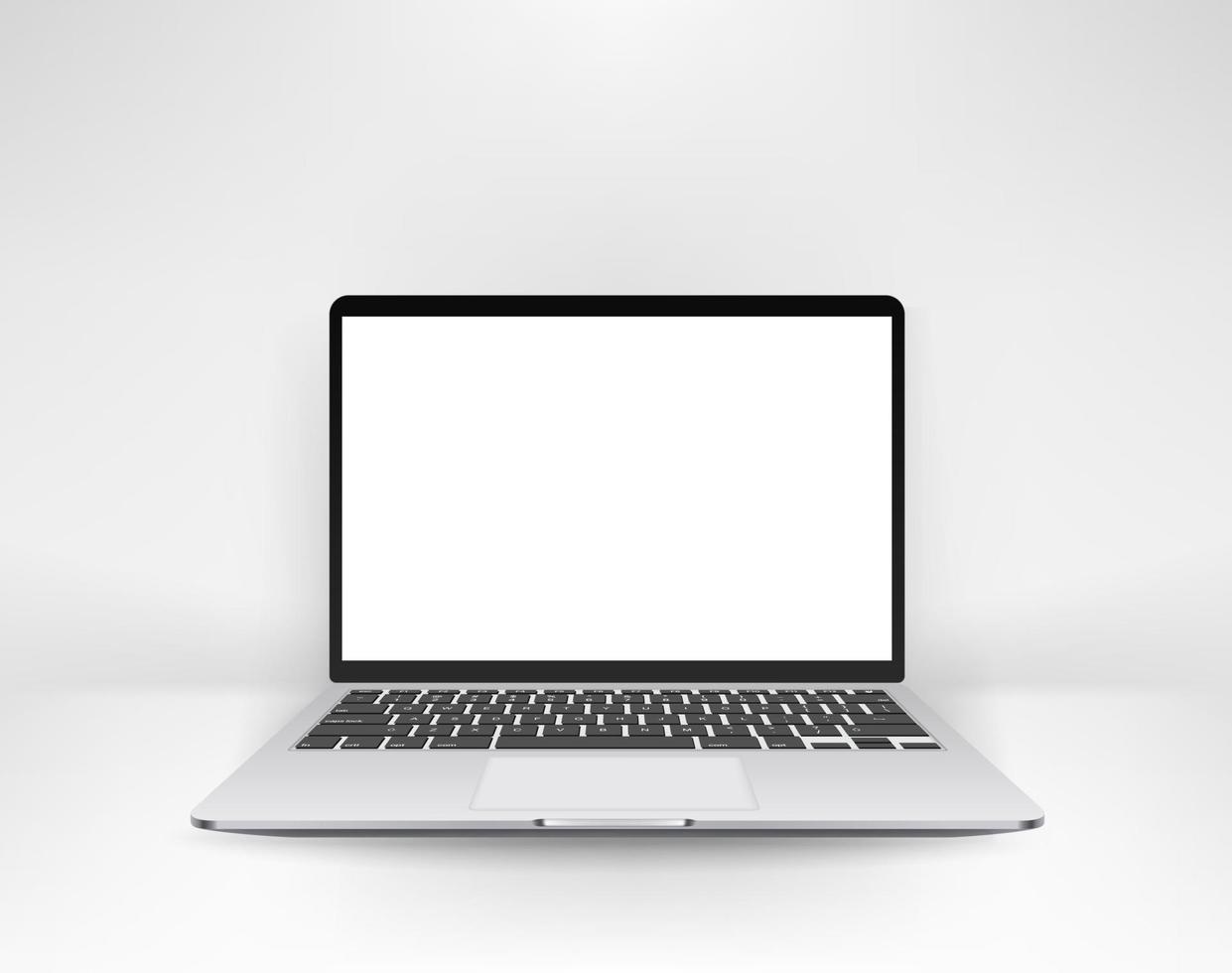 Modern laptop with blank screen in white interior vector