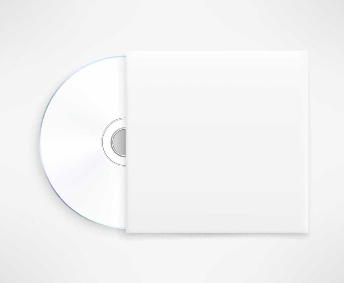 White laser disc with paper cover vector mockup