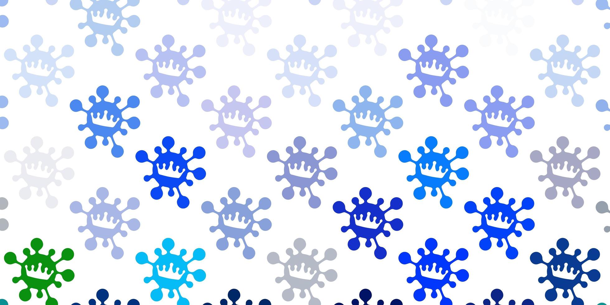 Light blue, green vector pattern with coronavirus elements.