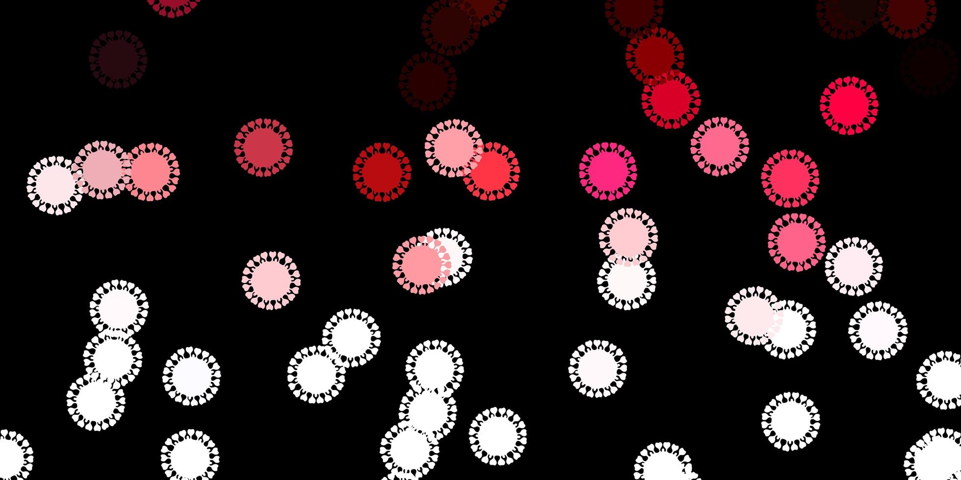 Dark pink, red vector backdrop with virus symbols.