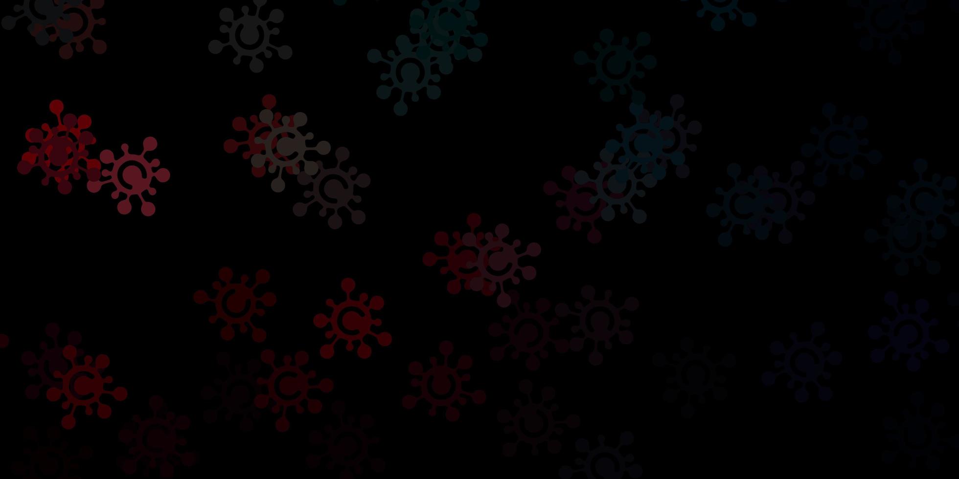 Dark blue, red vector pattern with coronavirus elements.