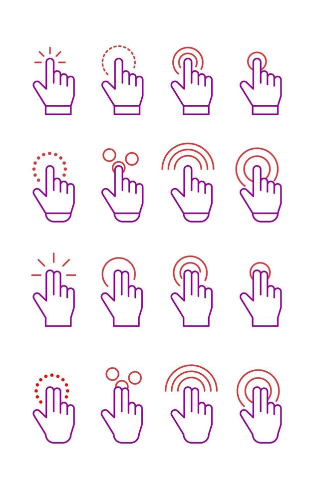 colección de iconos de cursor de mano vector