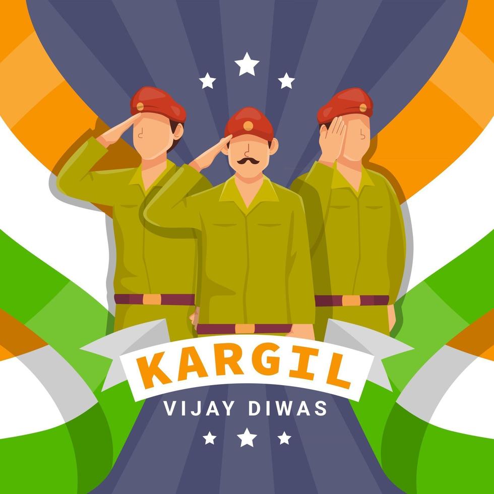 Soldier Salute To Kargil Vijay Diwas vector