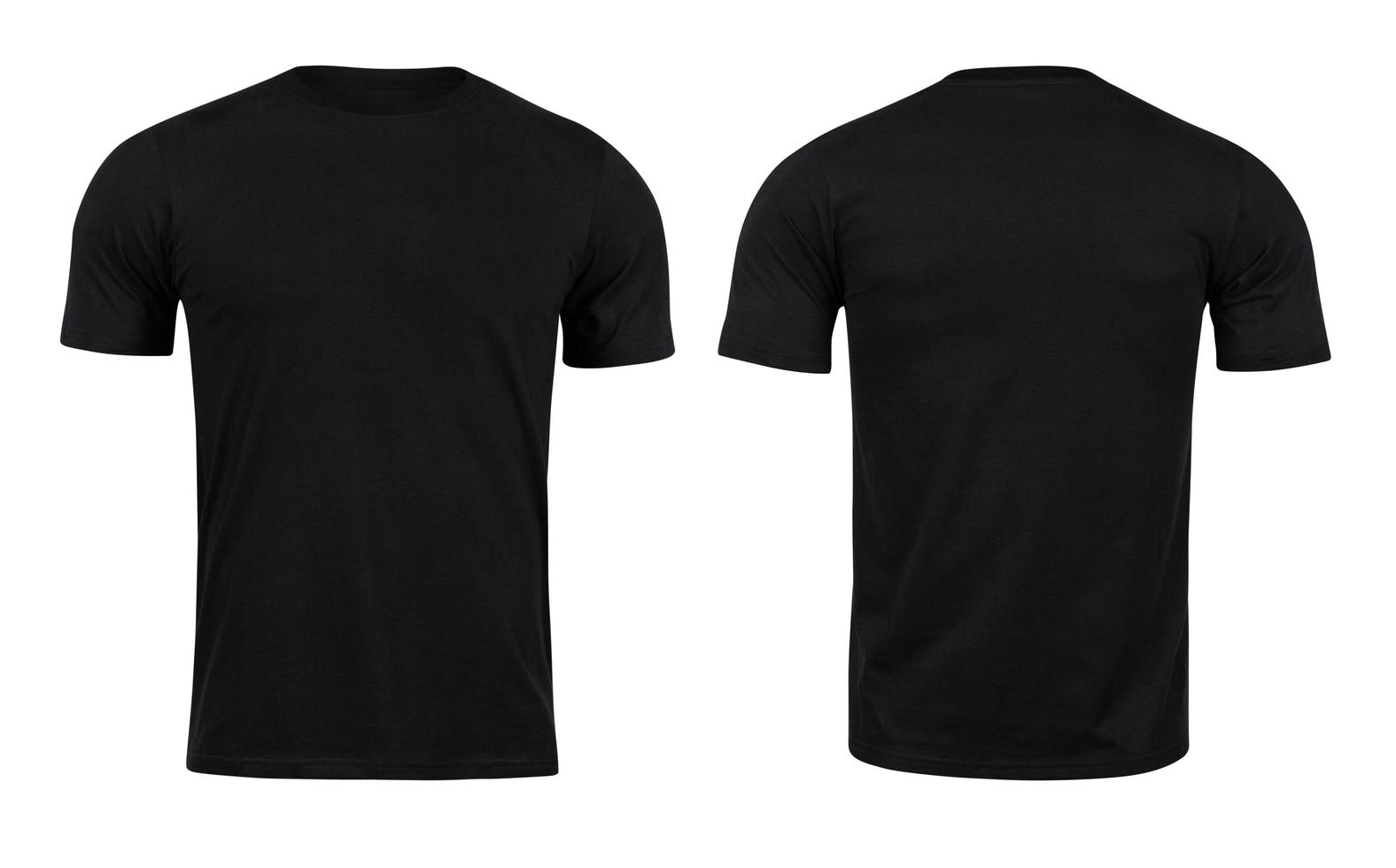 Black T-shirts front and back use for design isolated on white background. photo