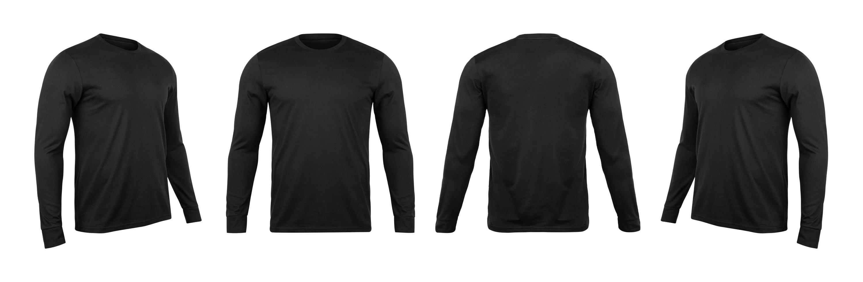 Black long sleeve t shirt isolated on white background with clipping path photo