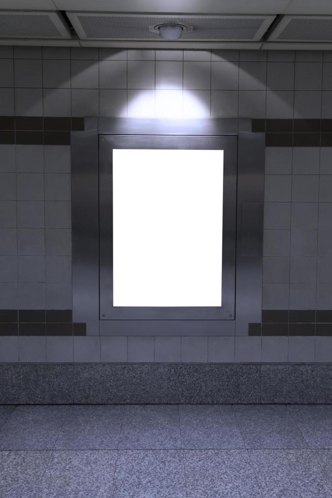 Blank billboard mockup in underground photo