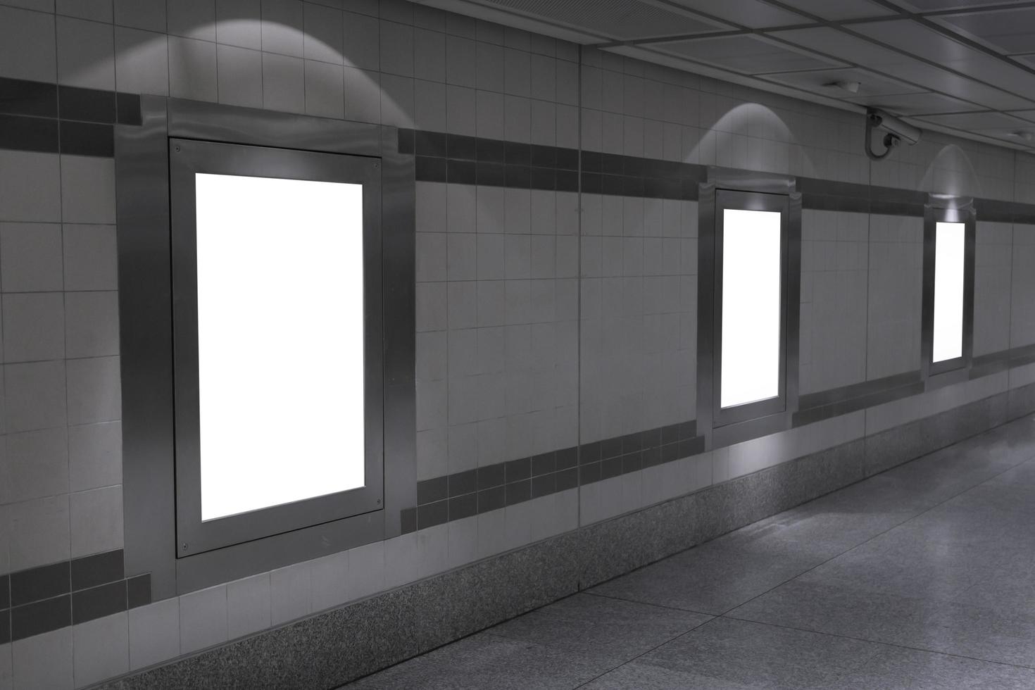 Blank billboard mockup in underground photo