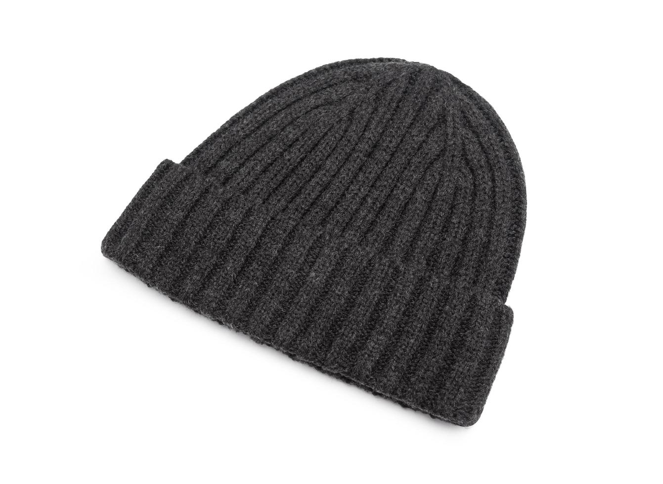 Black beanie isolated on white background with clipping path photo