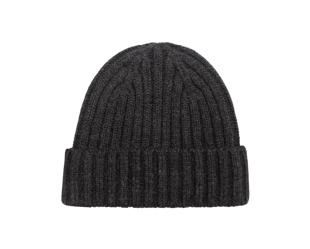 Black beanie isolated on white background with clipping path photo