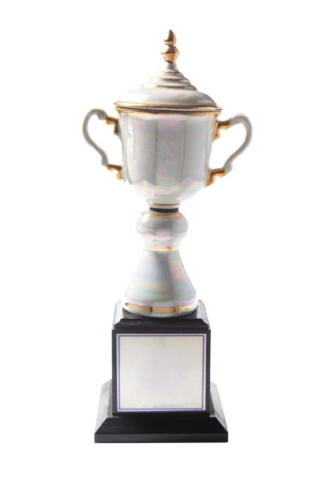 Trophy award on white background photo