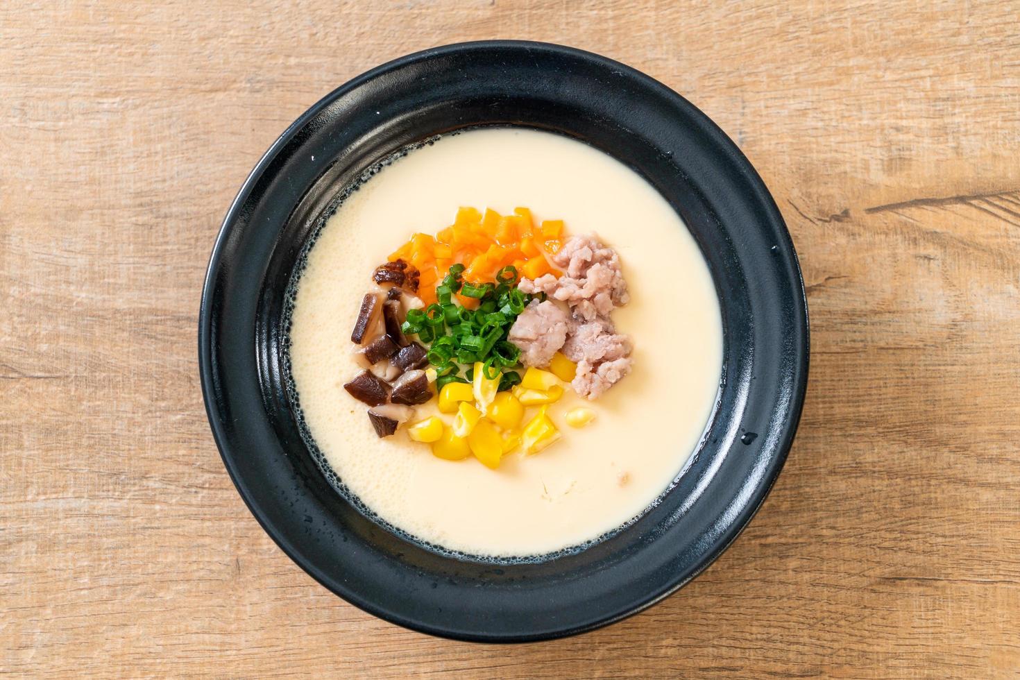 Homemade steamed egg with mince pork and vegetable photo