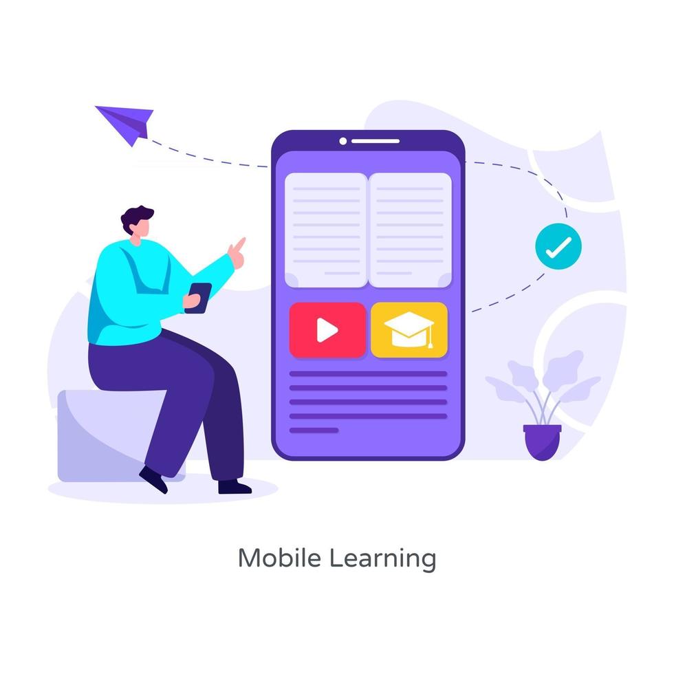 Online  Mobile Learning vector