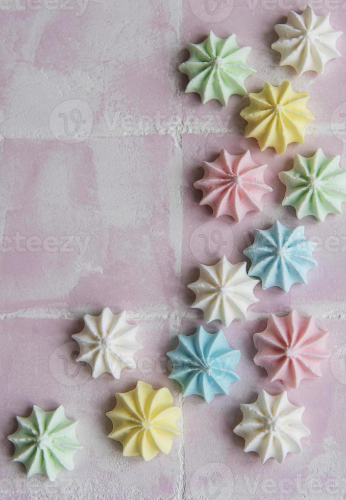 Small colorful meringues photo