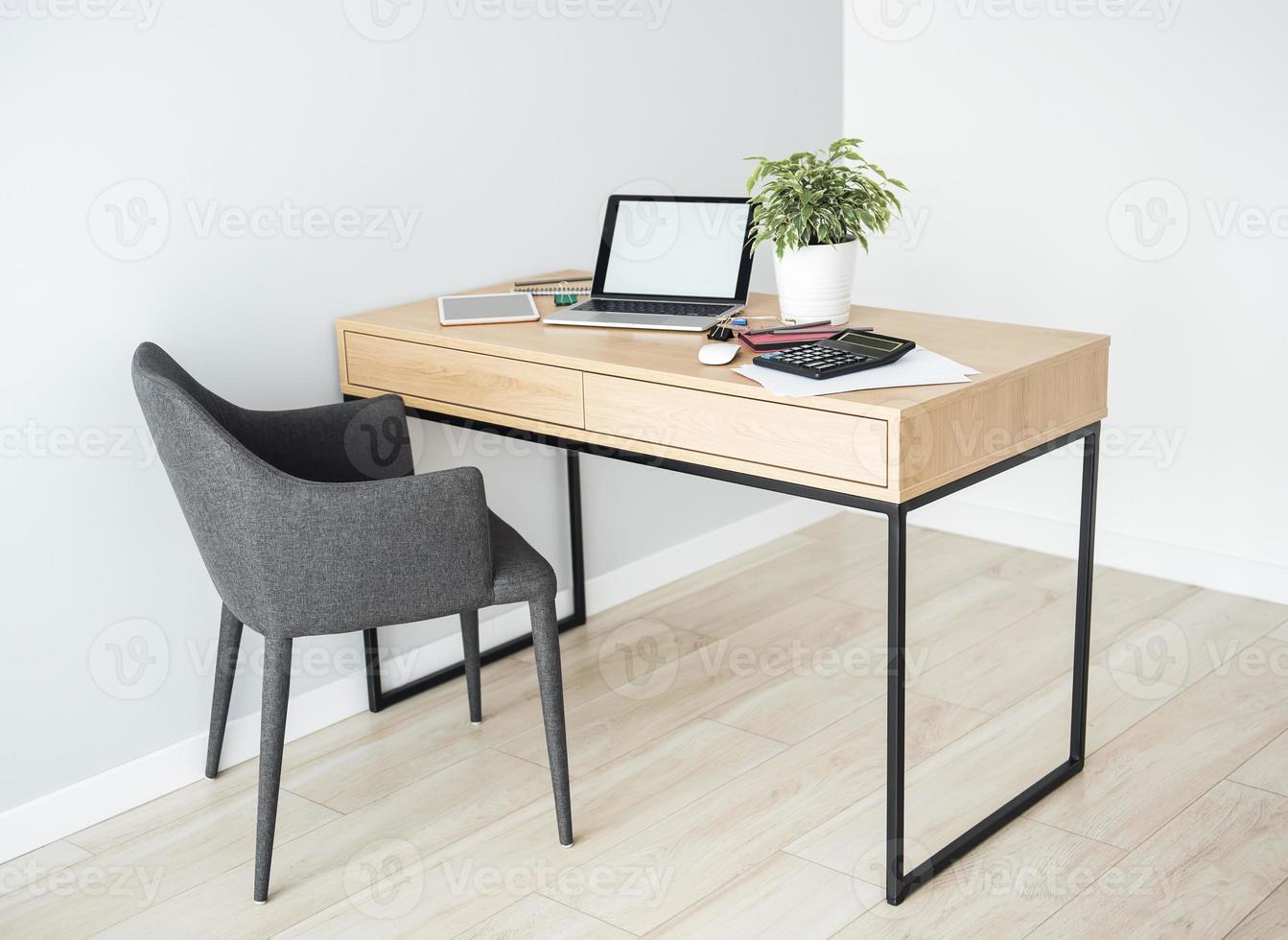Office workplace with laptop photo