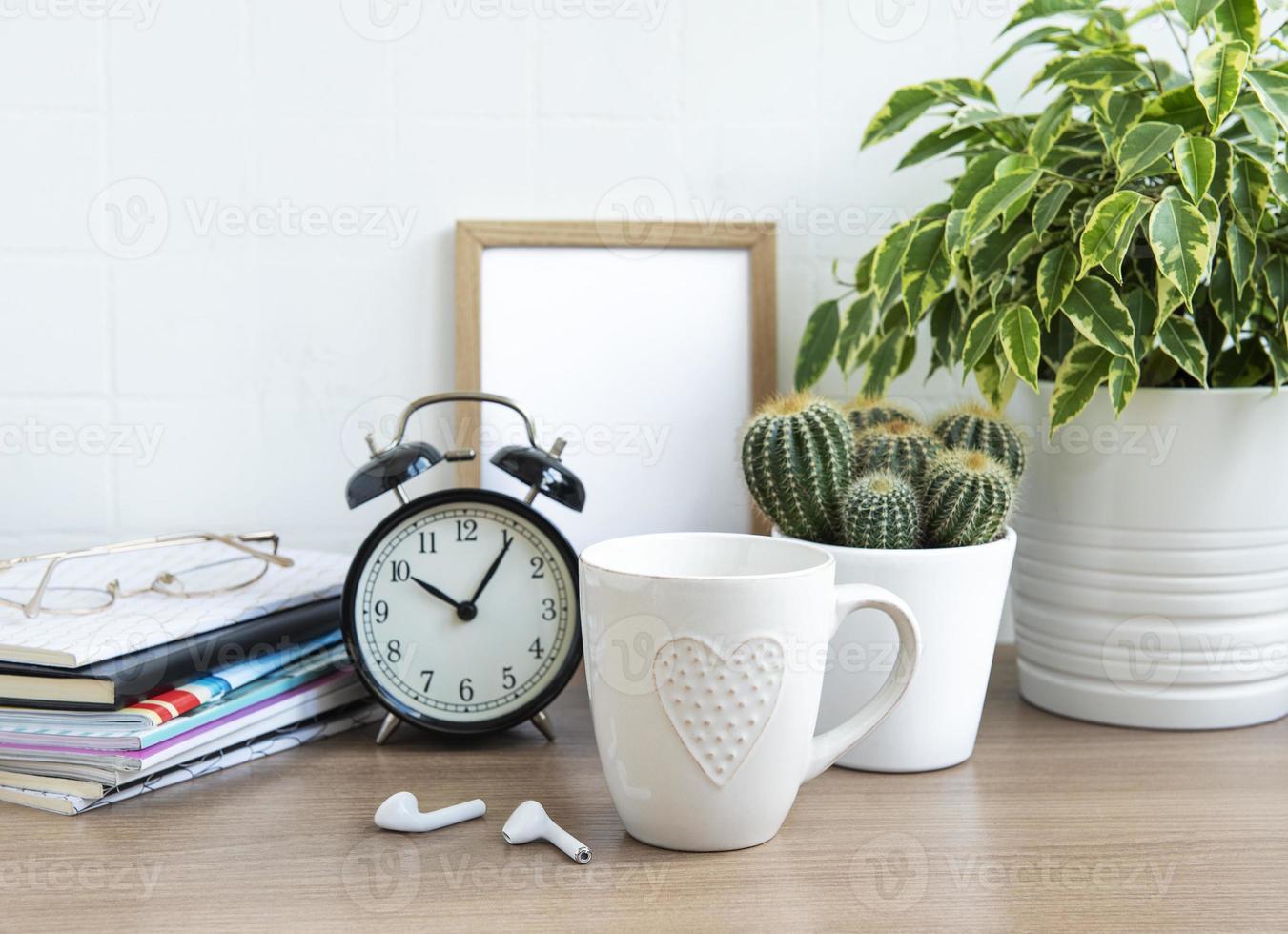 Office desk with stack of notepads photo