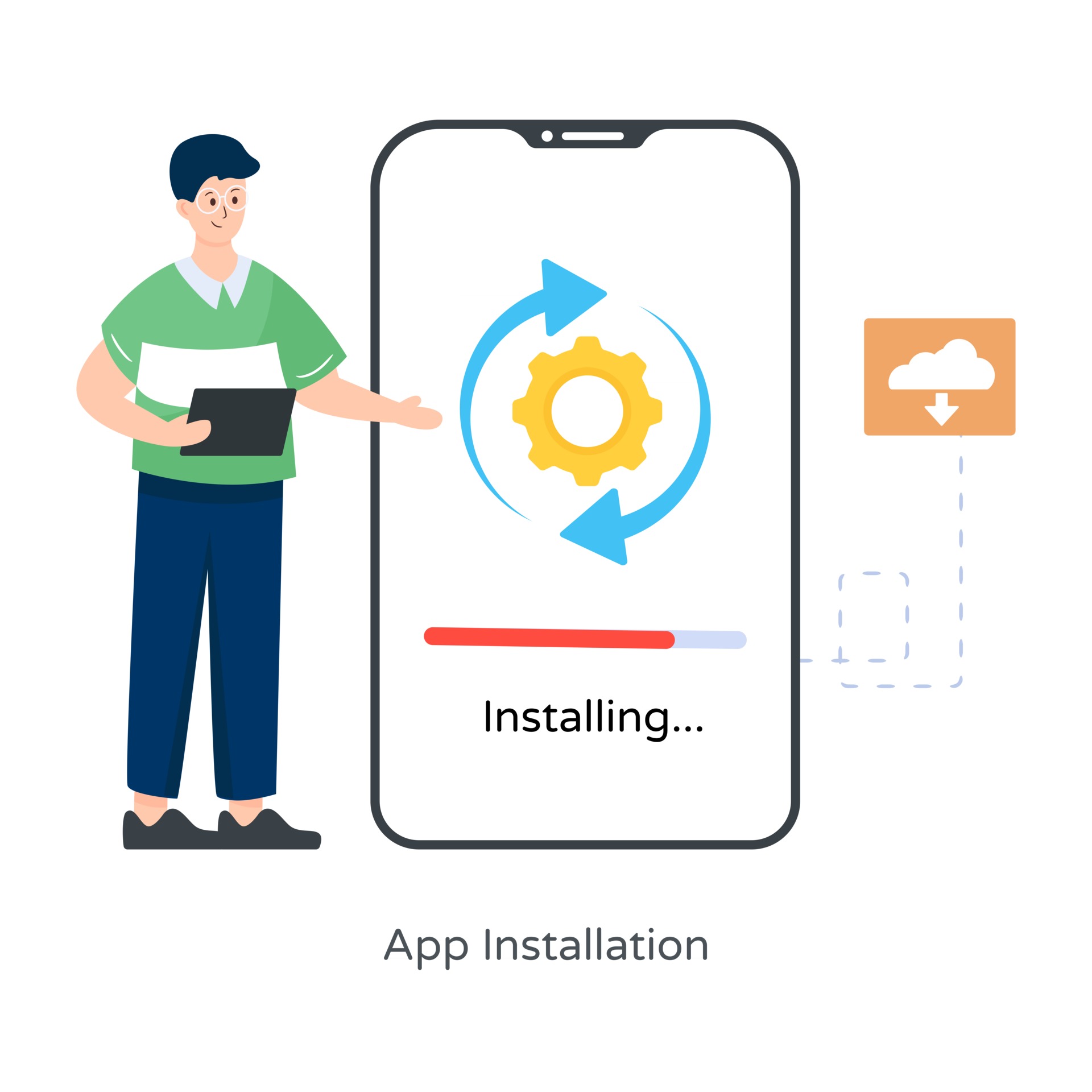 Mobile App Installation 2902622 Vector Art at Vecteezy