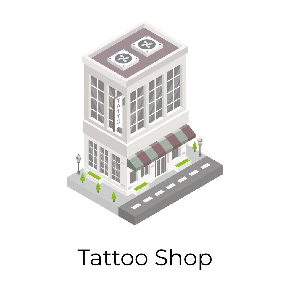 edificio de la tienda de tatuajes vector