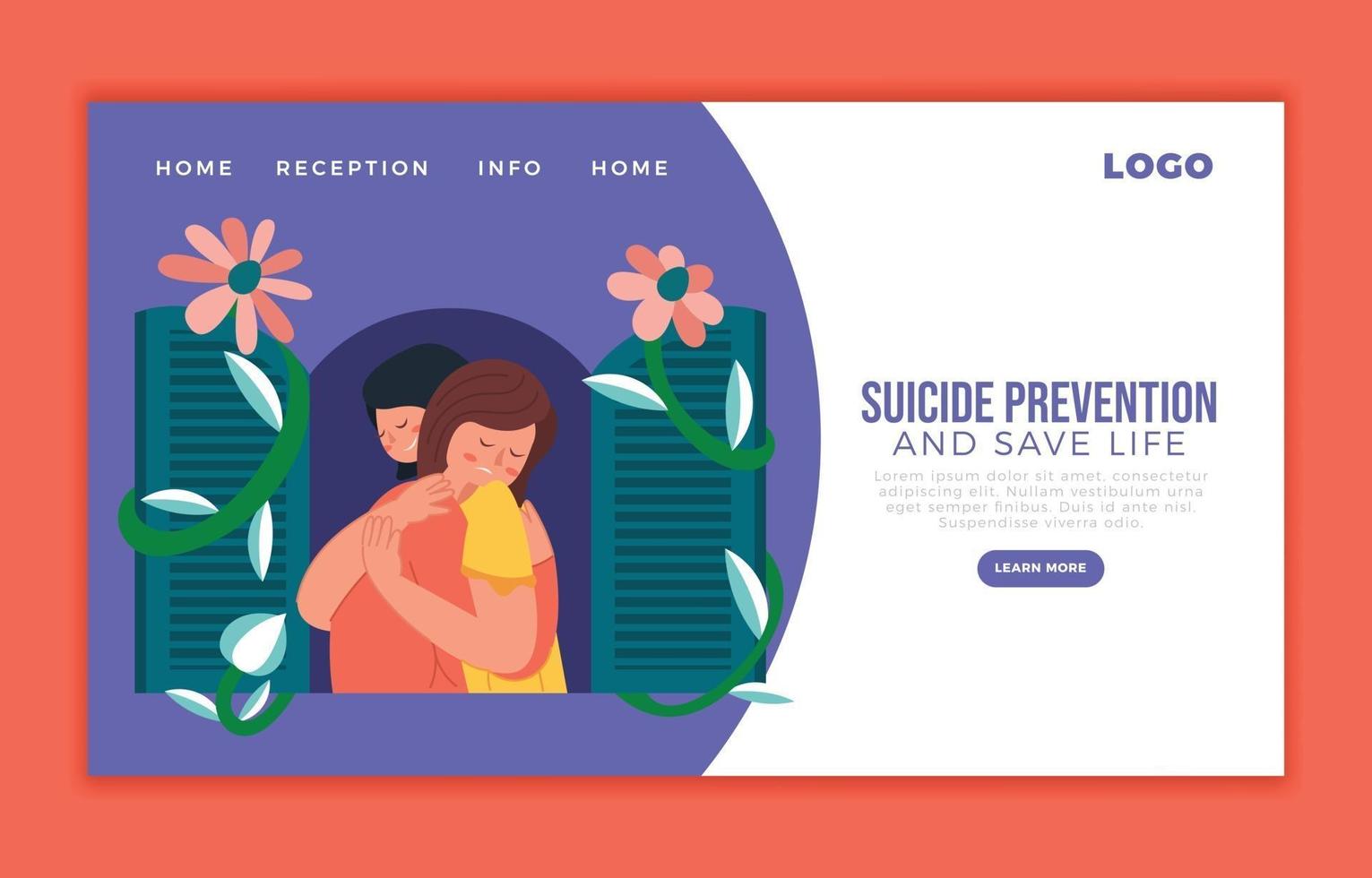 Suicide Prevention Landing Page Template vector