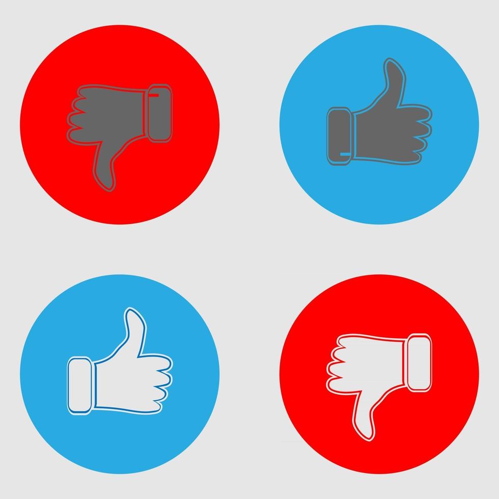 Thumb up and thumb down. Blue and red icons vector