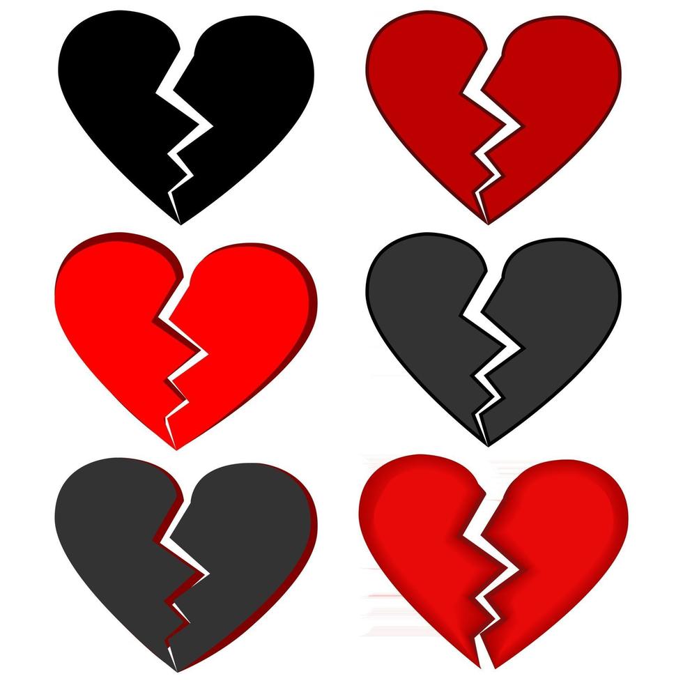 Set of broken hearts vector