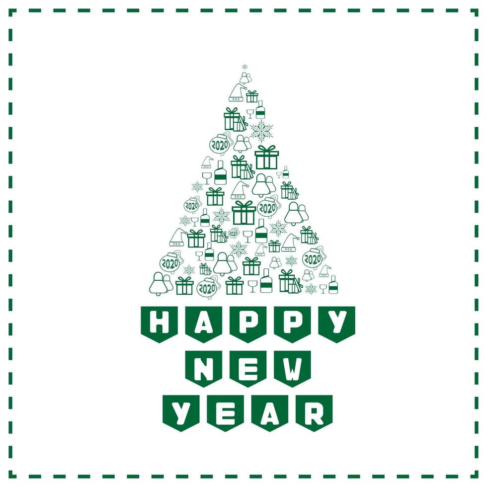 New Year. Vector greeting card.New year's tree. Happy new year